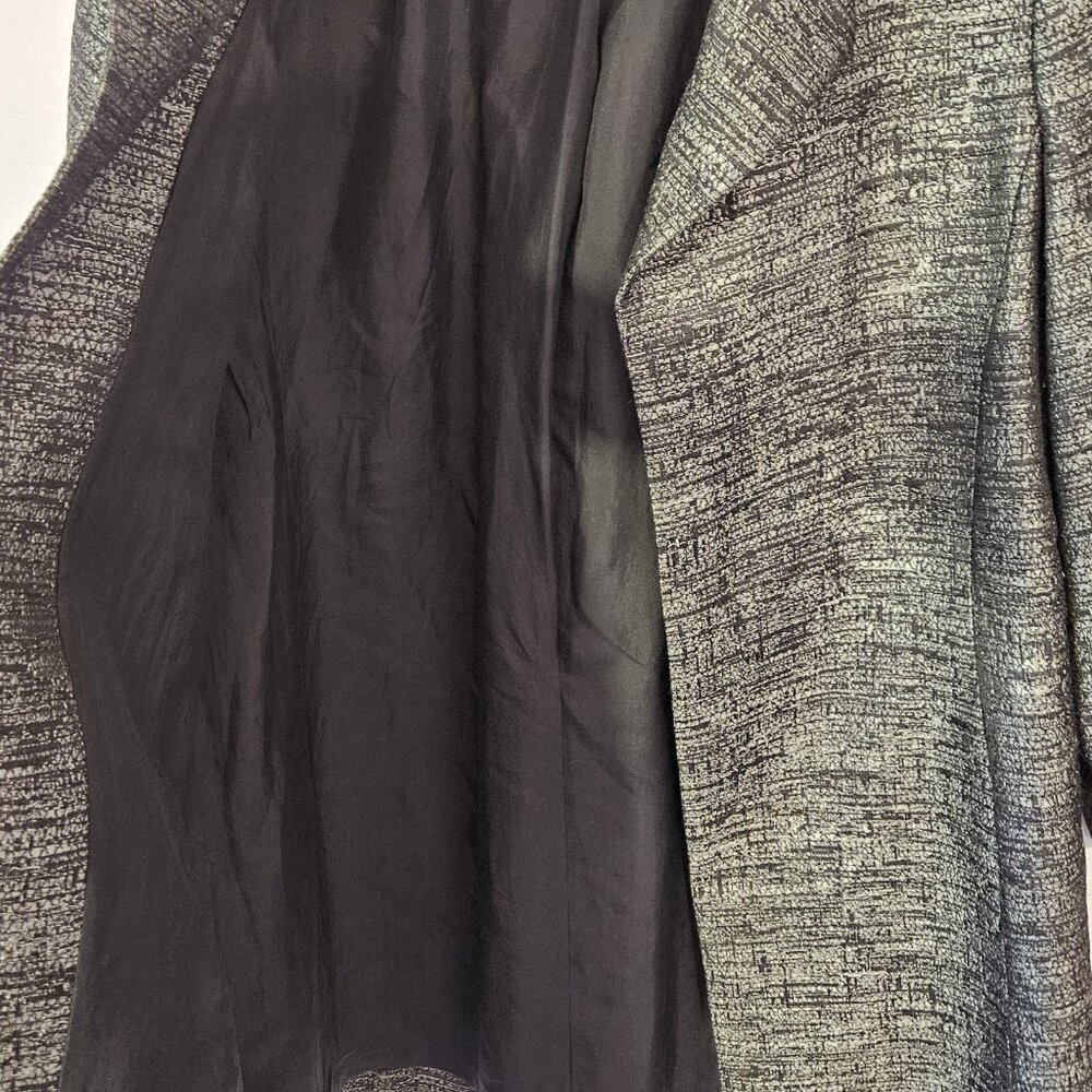 Eileen Fisher Womens Silver And Black Textured Open Blazer 3/4 Sleeves Size M - Picture 6 of 8